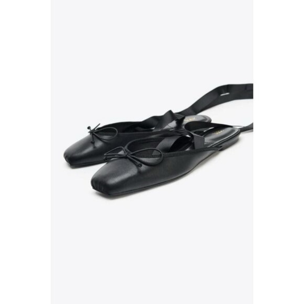 ZARA Leather Lace Up Leather Ballet Flats